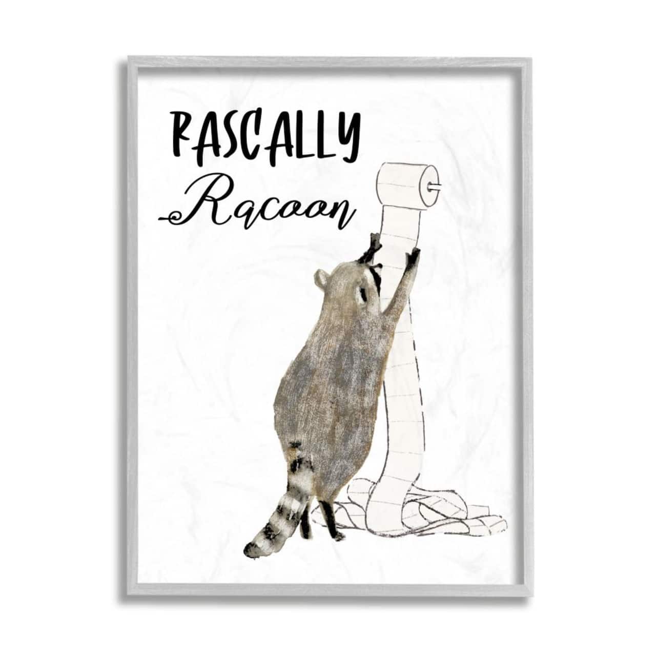 Stupell Industries Rascally Racoon Text with Toilet Paper Roll Framed Wall Art